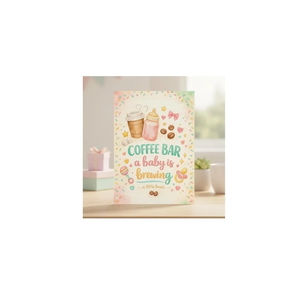 Baby Shower Table Signs 2pc Coffee Bar‎ Brewing A Little Treat For You Decor
